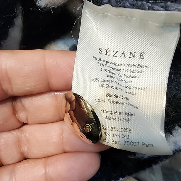 Sezane Women TRUDY JUMPER Navy / Ecru, S, Mohair Merinowoll Blend, Classic - Picture 12 of 15